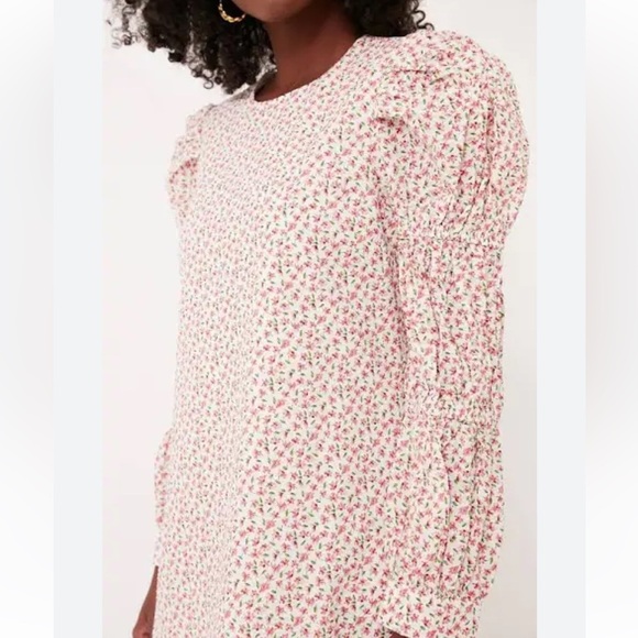 Hyacinth House Textured Floral Puff Sleeve Clemons Floral Mini Dress Size Large - Picture 6 of 14